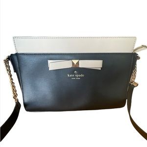 Kate Spade Satchel Handbag- black and off-white
